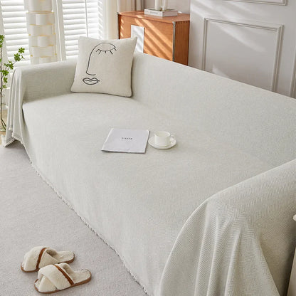 Housse de Canapé Crème en Chenille - Elégance Douce & Protection Anti-Griffures (Lavable, 4 Saisons)