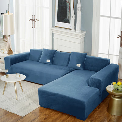 Housse premium en velours extensible – spéciale canapé d’angle