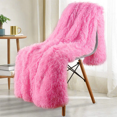 Plaid Double Face Haute Densité – Fourrure Longue & Sherpa Épais pour Intérieur Hivernal Chic