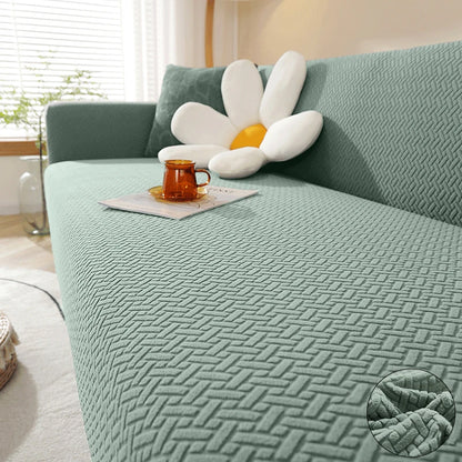 Housse de Canapé Jacquard Extensible - Motif Géométrique Antidérapant