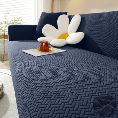 Housse de Canapé Jacquard Extensible - Motif Géométrique Antidérapant