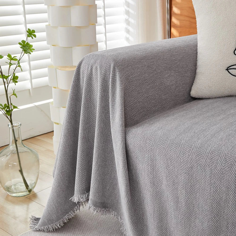 Housse de Canapé Crème en Chenille - Elégance Douce & Protection Anti-Griffures (Lavable, 4 Saisons)