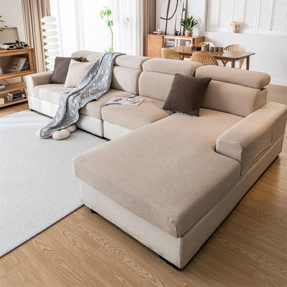 Housse de Coussin de Siège Extensible – Jacquard Rayé Lavable pour Canapé (Enfants & Animaux)