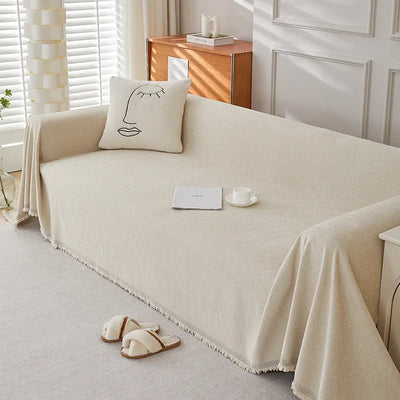 Housse de Canapé Crème en Chenille - Elégance Douce & Protection Anti-Griffures (Lavable, 4 Saisons)