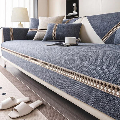Housse de Canapé en Coton et Lin Premium – Tissu Naturel Antidérapant, Élégance Intemporelle