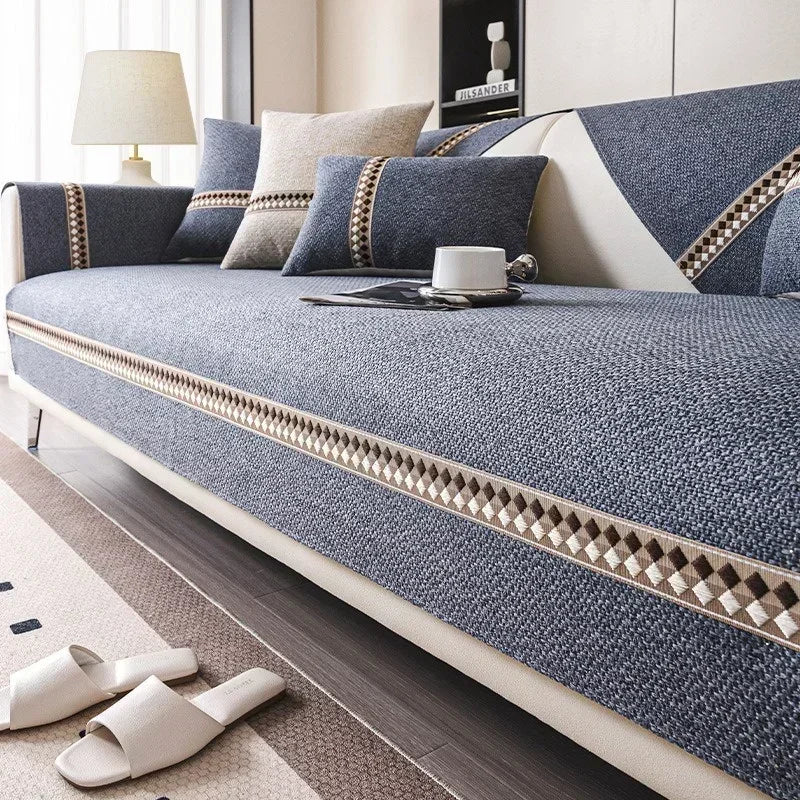 Housse de Canapé en Coton et Lin Premium – Tissu Naturel Antidérapant, Élégance Intemporelle