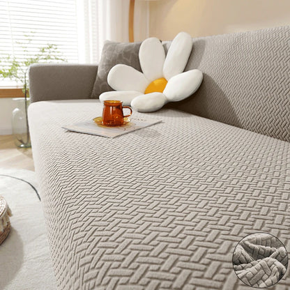 Housse de Canapé Jacquard Extensible - Motif Géométrique Antidérapant