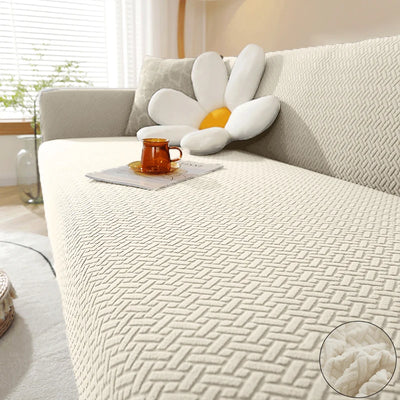 Housse de Canapé Jacquard Extensible - Motif Géométrique Antidérapant