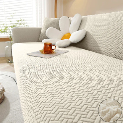 Housse de Canapé Jacquard Extensible - Motif Géométrique Antidérapant