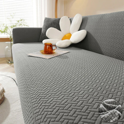Housse de Canapé Jacquard Extensible - Motif Géométrique Antidérapant