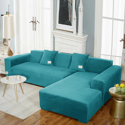 Housse premium en velours extensible – spéciale canapé d’angle