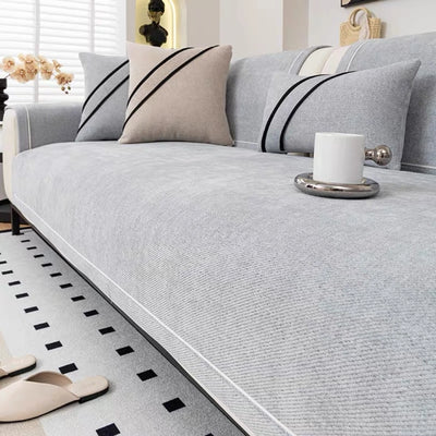 Housse de Canapé en Chenille Lourde – Couture Décorative & Tenue Luxe