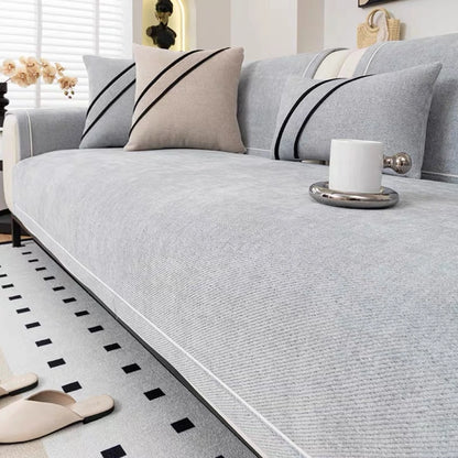 Housse de Canapé en Chenille Lourde – Couture Décorative & Tenue Luxe (Idéale pour Canapé d’Angle)