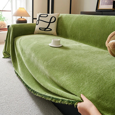 Housse de Canapé Crème en Chenille - Elégance Douce & Protection Anti-Griffures (Lavable, 4 Saisons)