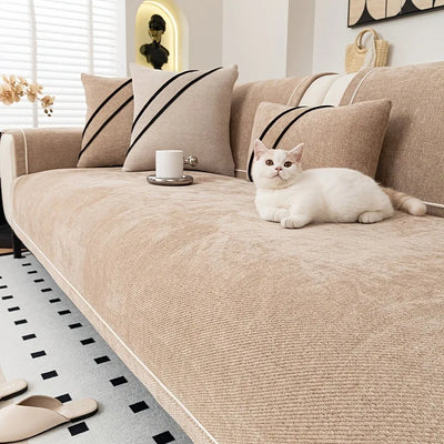Housse de Canapé en Chenille Lourde – Couture Décorative & Tenue Luxe