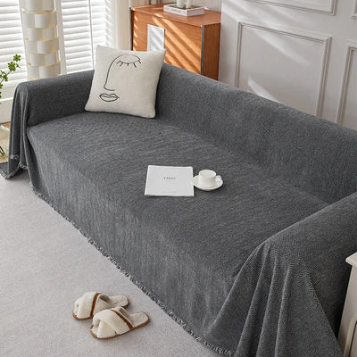 Housse de Canapé Crème en Chenille - Elégance Douce & Protection Anti-Griffures (Lavable, 4 Saisons)