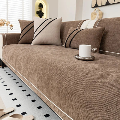 Housse de Canapé en Chenille Lourde – Couture Décorative & Tenue Luxe