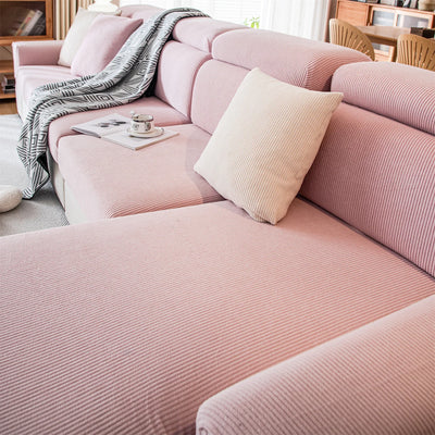 Housse de Coussin de Siège Extensible – Jacquard Rayé Lavable pour Canapé (Enfants & Animaux)