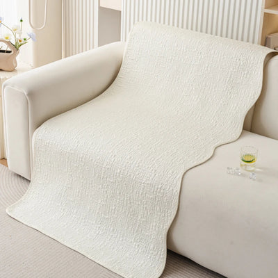 Housse de Canapé Premium Pur Coton Nordique - Texture Gauffrée, Base Antidérapante