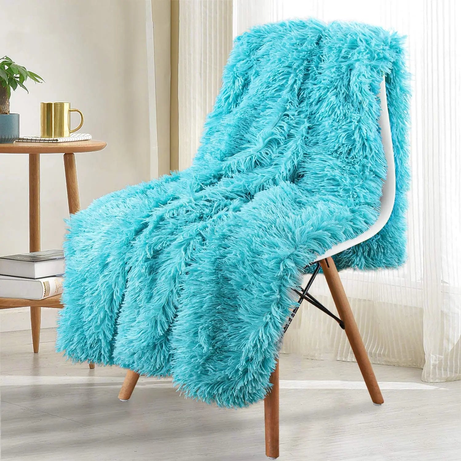Plaid Double Face Haute Densité – Fourrure Longue & Sherpa Épais pour Intérieur Hivernal Chic