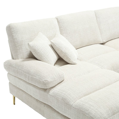 Canapé Luxe U-Shape Grand Format en Chenille Noire – Ligne Prestige