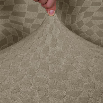 Housse extensible pour canapé d’angle en velours pêche