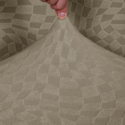 Housse extensible pour canapé d’angle en velours pêche