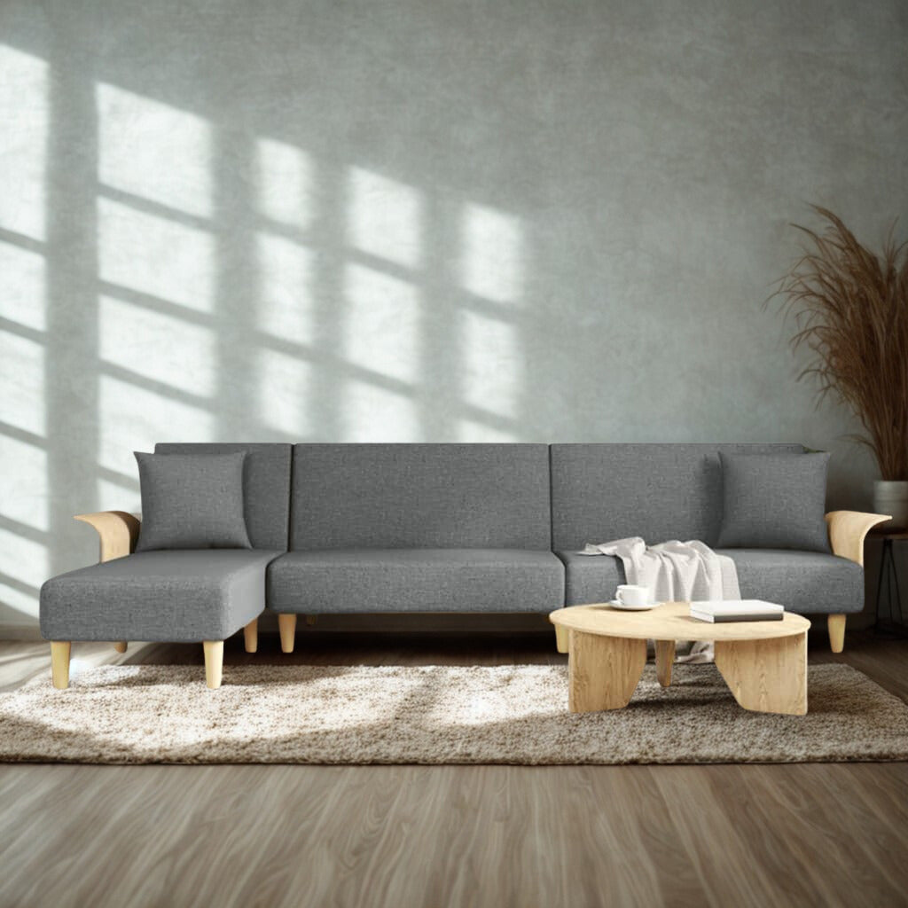 Canapé d’Angle Convertible Gris Clair – Ligne Classique