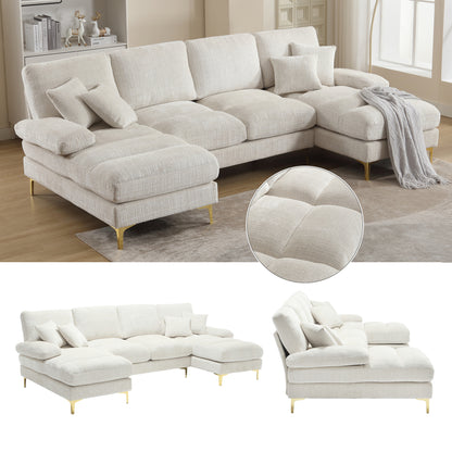 Canapé Luxe U-Shape Grand Format en Chenille Noire – Ligne Prestige