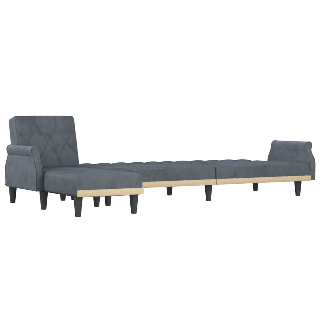 Canapé d’Angle Convertible Velours Gris – Collection Élégance